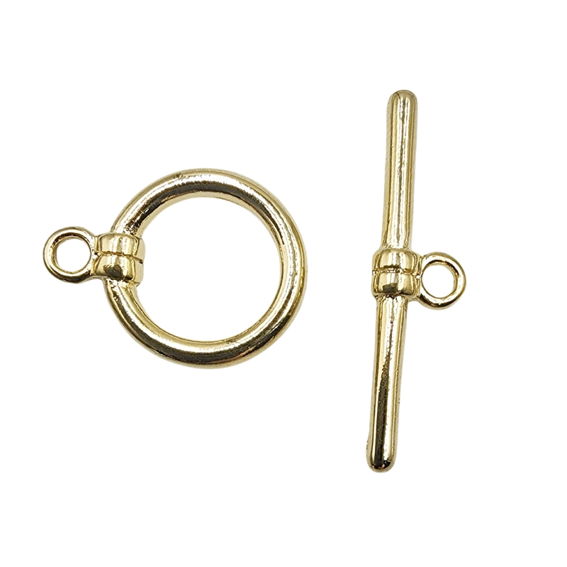 BROCHE REDONDO PALITO 13 MM BAÑO DE ORO 6 UNIDADES - 1