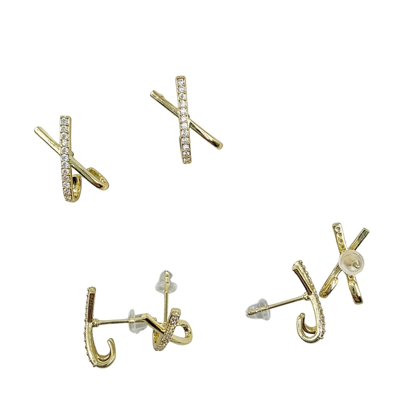 SET DE 6 PARES DE BASES DE AROS CON BAÑO DE ORO MODELOS 4 TAMAÑO TALLA UNICA PIN-010 - 1