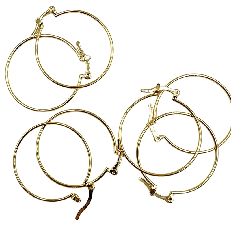 SET DE 6 PARES DE BASES DE AROS CON BAÑO DE ORO MODELOS 9 TAMAÑO TALLA UNICA - 1