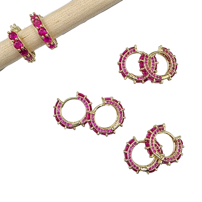 SET DE 6 PARES DE BASES DE AROS CON BAÑO DE ORO MODELOS 9 TAMAÑO TALLA UNICA - 1