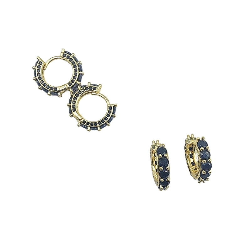 SET DE 6 PARES DE BASES DE AROS CON BAÑO DE ORO MODELOS 9 TAMAÑO TALLA UNICA - 1