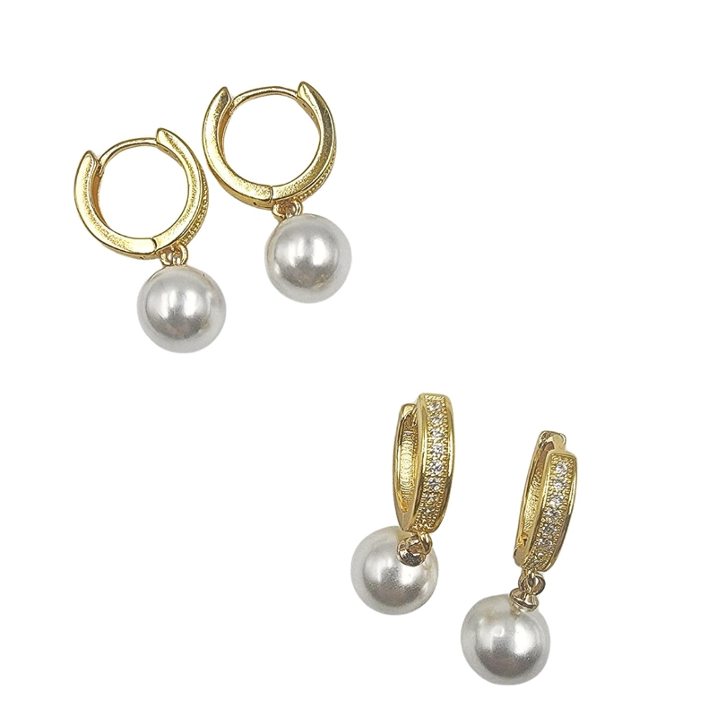 SET DE 6 PARES DE BASES DE AROS CON BAÑO DE ORO MODELOS 4 TAMAÑO TALLA UNICA HUG-ZIR4 - 1