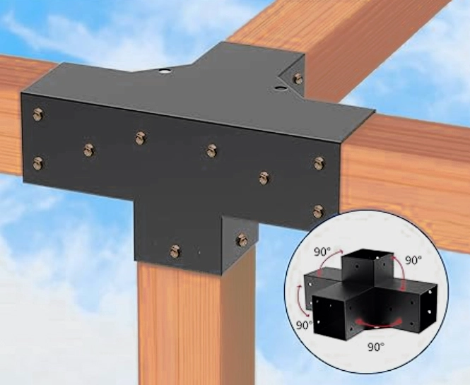KIT DE PÉRGOLAS Y TERRAZAS PARA PILARES DE MADERA DE  4"x4" DE 6X3 METROS - 8