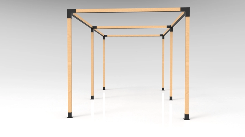 KIT DE PÉRGOLAS Y TERRAZAS PARA PILARES DE MADERA DE  4"x4" DE 6X3 METROS - 9