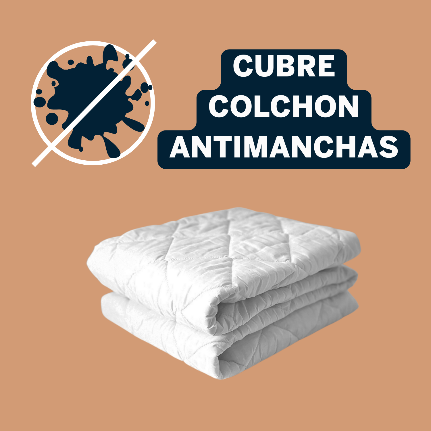 CUBRECOLCHÓN 3ANGELI 1 PLAZA MICROFIBRA BLANCO PROTECTOR MANCHAS ANTIACAROS COLOR - 3