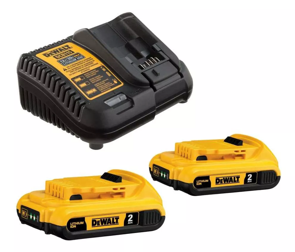 KIT BATERÍAS 2AH + CARGADOR 20V MÁX DEWALT DCB203C2-B2 - 1