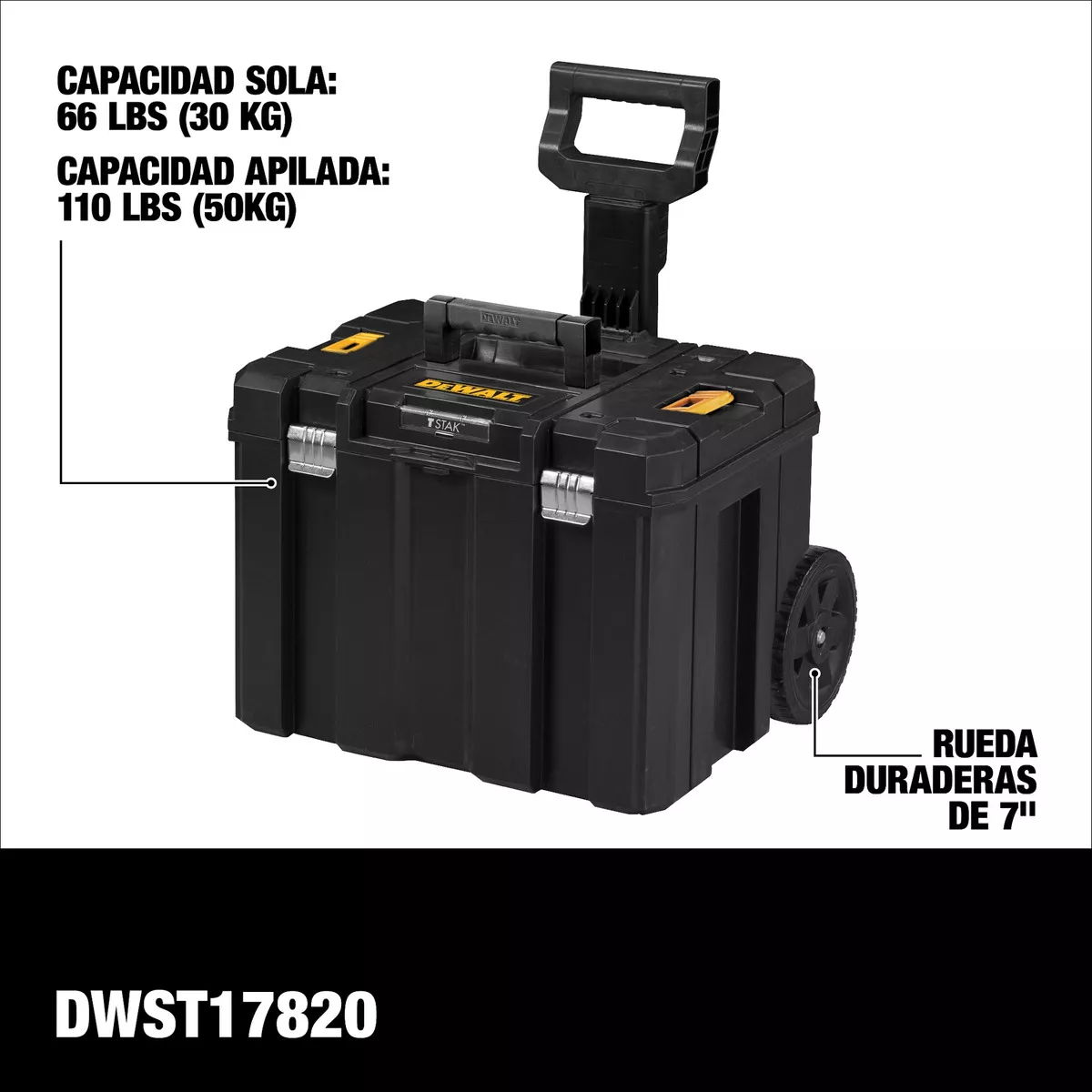 DEWALT DWST17820 CAJA DE HERRAMIENTAS DE PLÁSTICO CON RUEDAS 435MM X 512MM X 1000MM NEGRO - 2