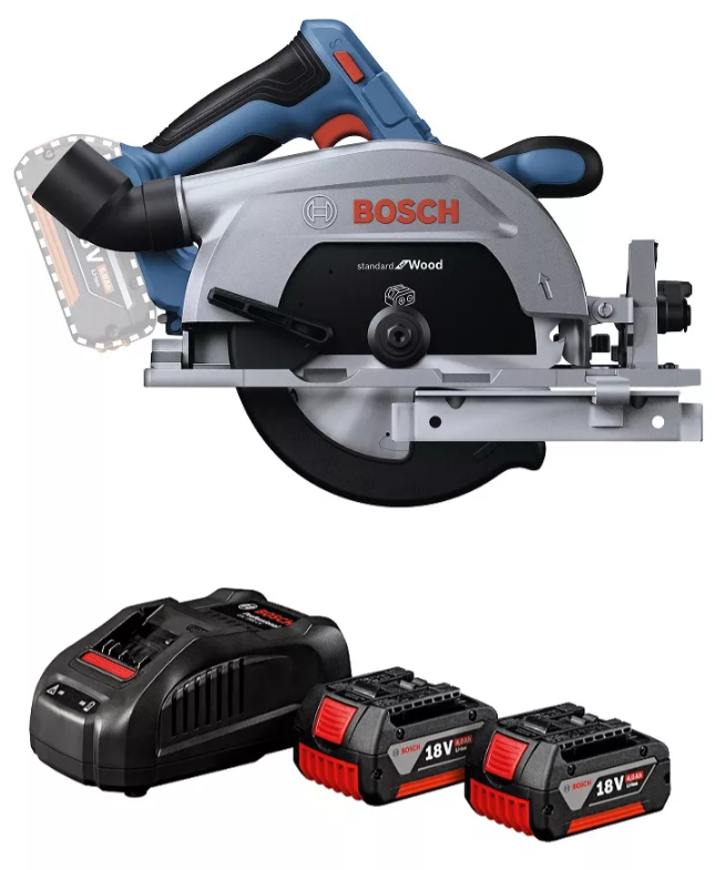 KIT SIERRA CIRCULAR 18V GKS 185-LI 6 1/2'' + CARGADOR RÁPIDO GAL 1880 + 2 BATERÍAS 4AH - 2