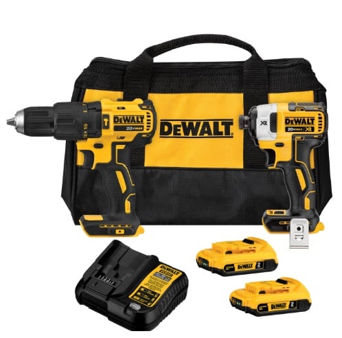 KIT TALADRO PERCUTOR DEWALT + ATORN. IMPACTO DCK223D2 - 2
