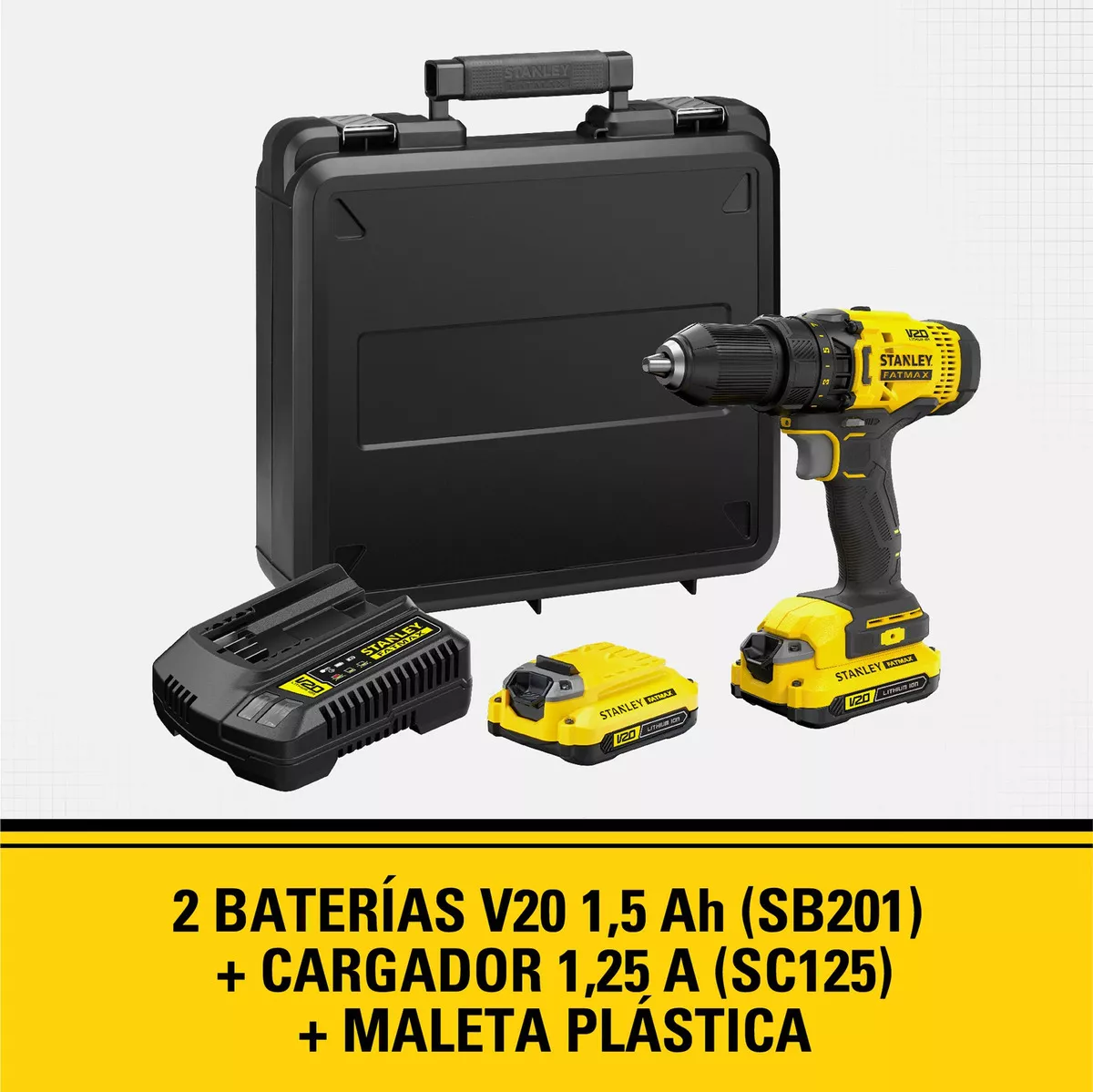 KIT TALADRO ATORNILLADOR STANLEY 220V CON 2B CARGADOR Y MALETA AMARILLO SCD700C2K-B2 - 4