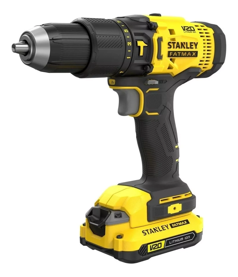 KIT TALADRO PERCUTOR STANLEY 20V+2 BATS+MALETA SCD711C2K-B2 AMARILLO/NEGRO - 4