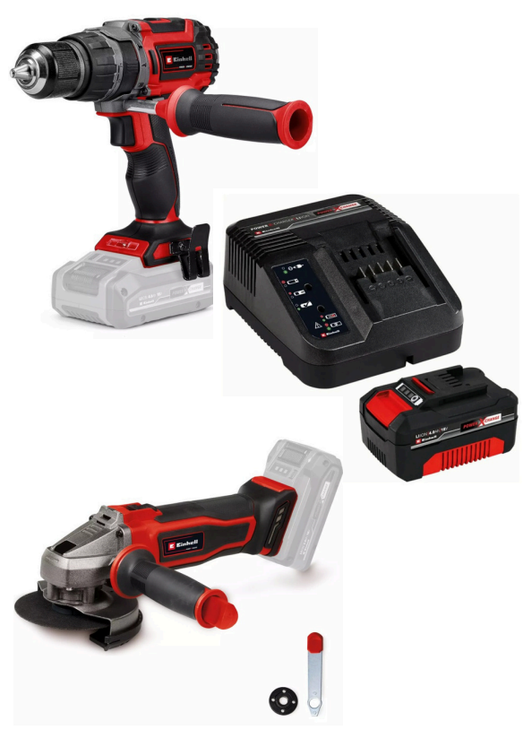 KIT TE/AG 18 115 + CAJA + TALADRO TC/CD 18/35 + 2 BATERIAS - 1