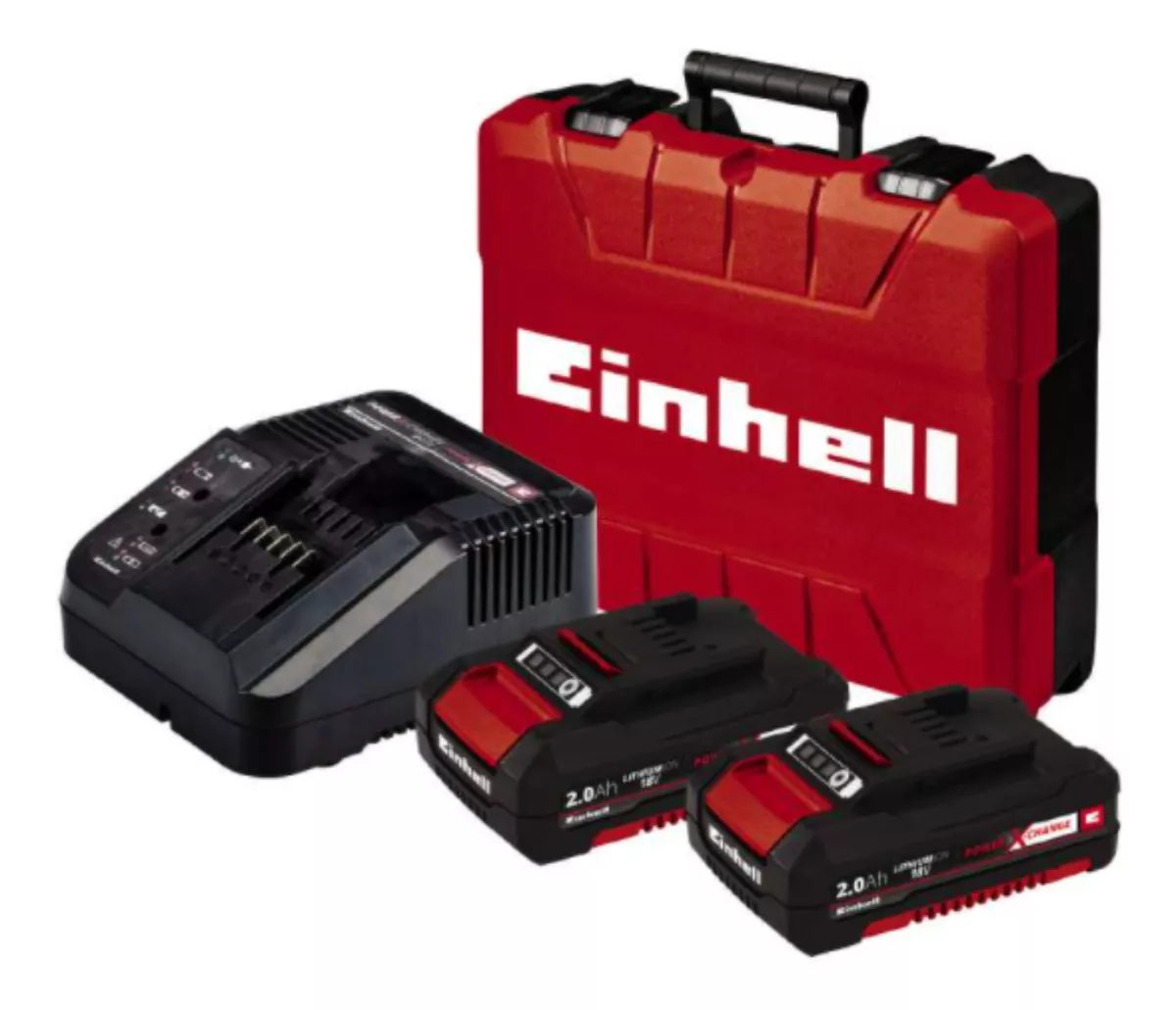 KIT TALADRO PERCUTOR EINHELL TE-CD 18/50 C/2 BAT 2,0 AH- BL COLOR ROJO FRECUENCIA 50 HZ/60 HZ - 3