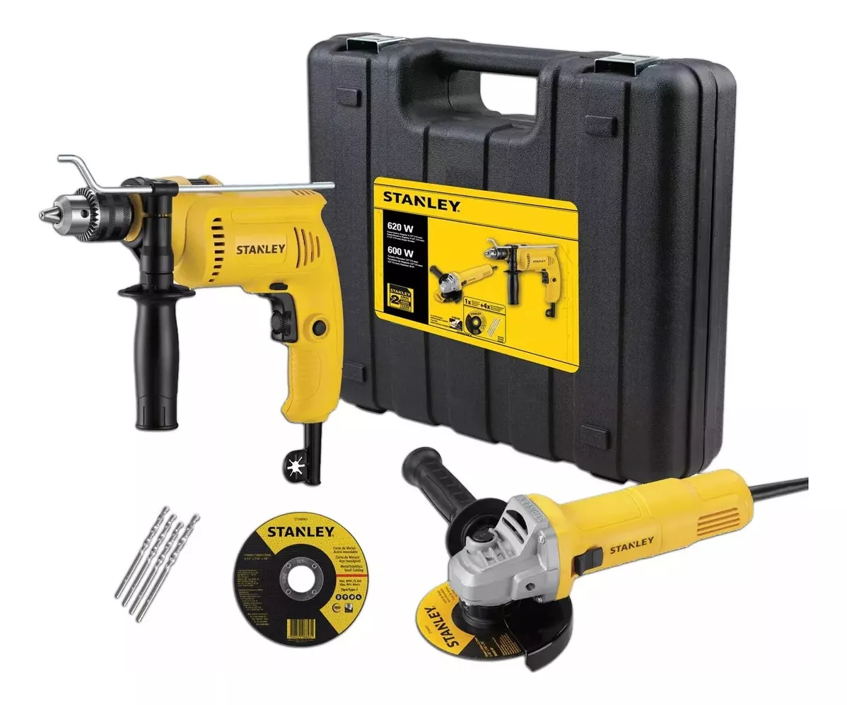 KIT ESMERIL ANGULAR + TALADRO PERCUTOR STANLEY SHG6620KA-B2C COLOR NEGRO/AMARILLO - 1