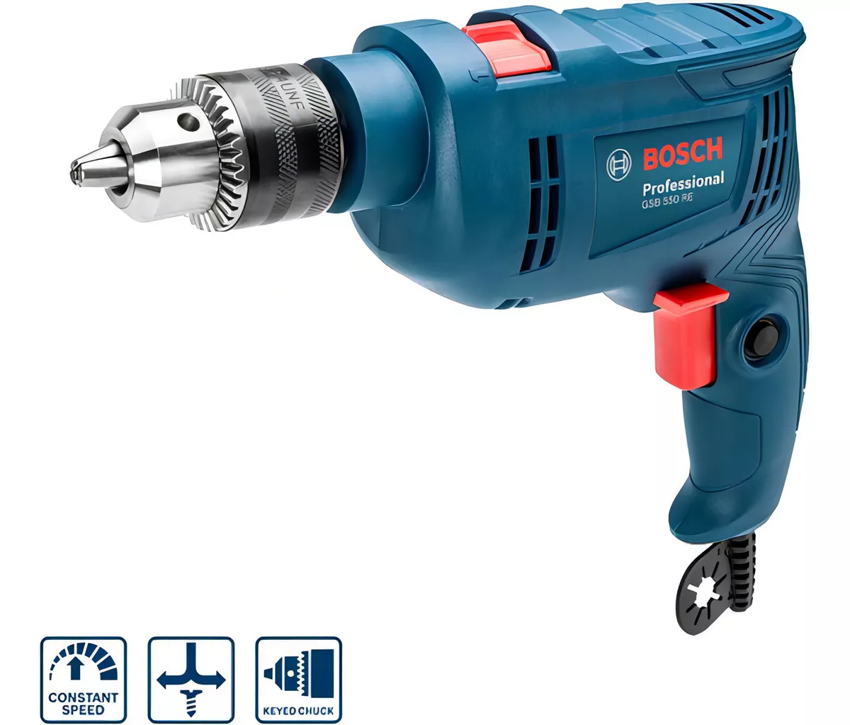 TALADRO PERCUTOR ATORNILLADOR ELÉCTRICO DE 13MM BOSCH GSB 550 550W + ACCESORIO CON MALETÍN DE TRANSP - 3