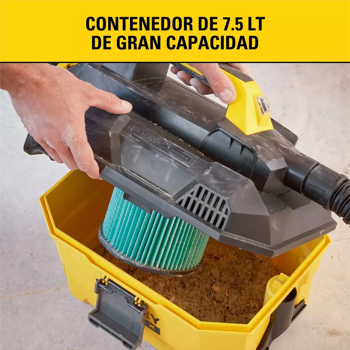 ASPIRADORA INALÁMBRICA ALTA EFICIENCIA 20V STANLEY SCV002-B2 COLOR AMARILLO/NEGRO - 4