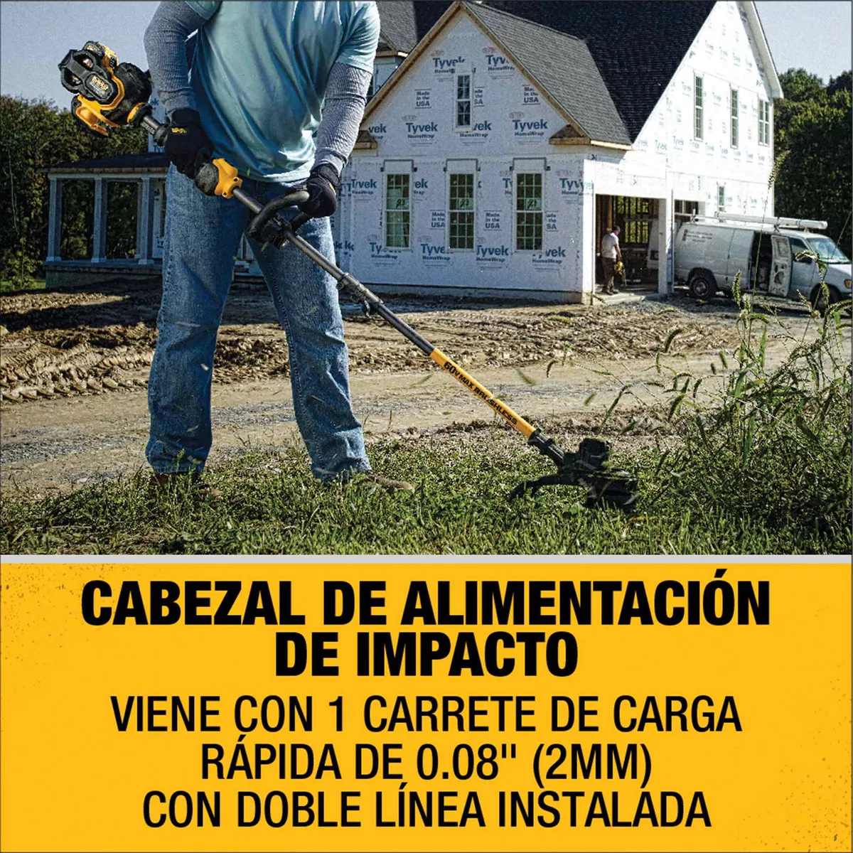 ORILLADORA DEWALT 60V SIN CARBONES Y SIN BATERÍA DCST970B AMARILLO - 4