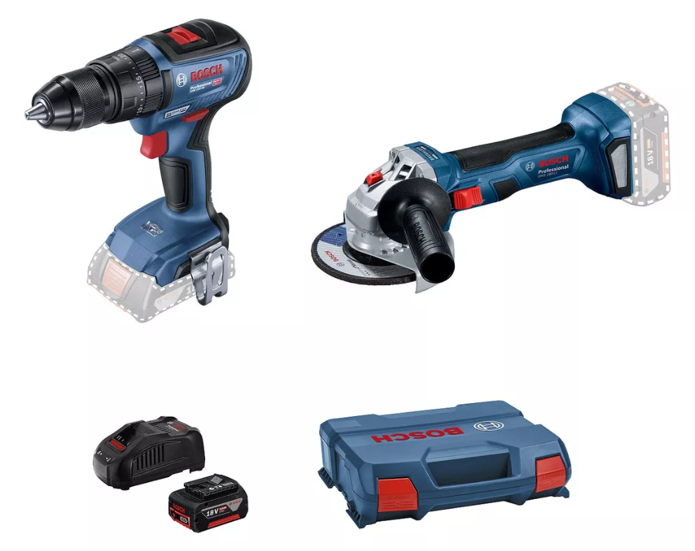 KIT TALADRO PERCUTOR GSB 18V-50 + ESMERIL 5' GWS 180-LI 18V BRUSHLESS + 1 BATERÍA 5AH + CARGADOR RÁP - 1