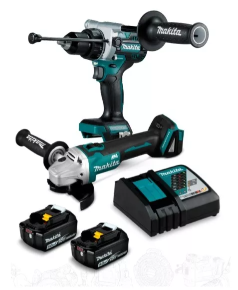 KIT INALÁMBRICO ESMERIL MAKITA DGA458+ PERCUTOR DHP486 + BAT - 1