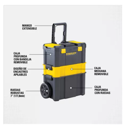 CAJA MULTIFUNCIONAL ESSENTIAL RODANTE 20KG STANLEY STST18631 COLOR NEGRO - 4