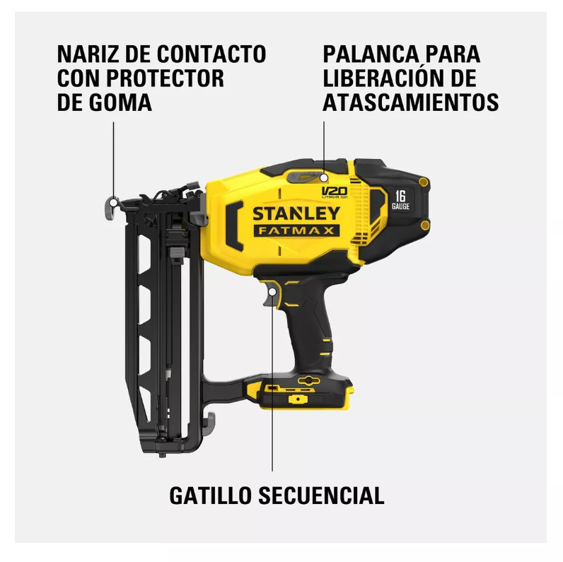 CLAVADORA STANLEY 16 20V NO INCLUYE BATERIA NI CARGADOR - 3