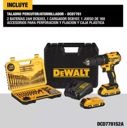 TALADRO INALAMBRICO 20V (DCD7781S2AD2-B2)+100AC - 5