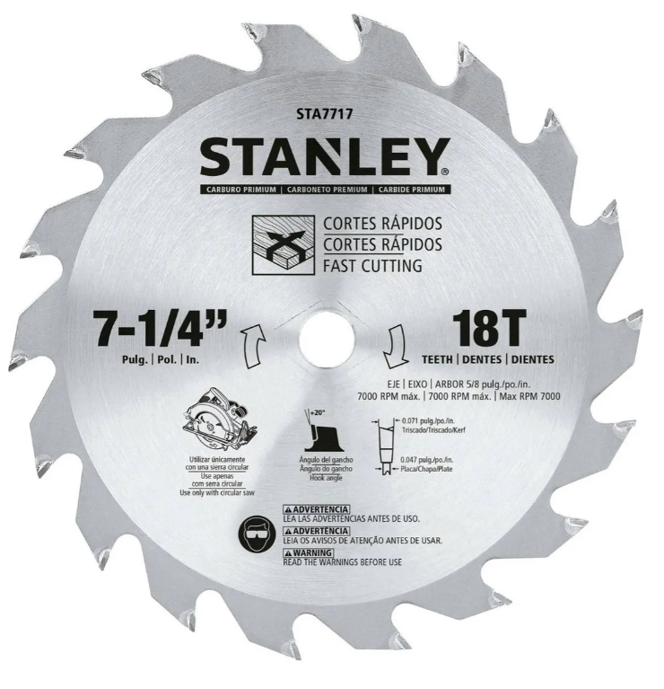 DISCO DE SIERRA 7-1/4 STANLEY STA7717 COLOR PLATEADO - 1