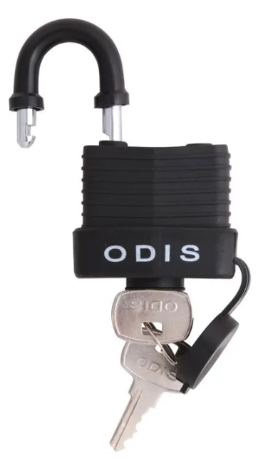 CANDADO ODIS WATERPROOF 49 49MM LLAVE - WATERPROOF EN COLOR NEGRO - 3