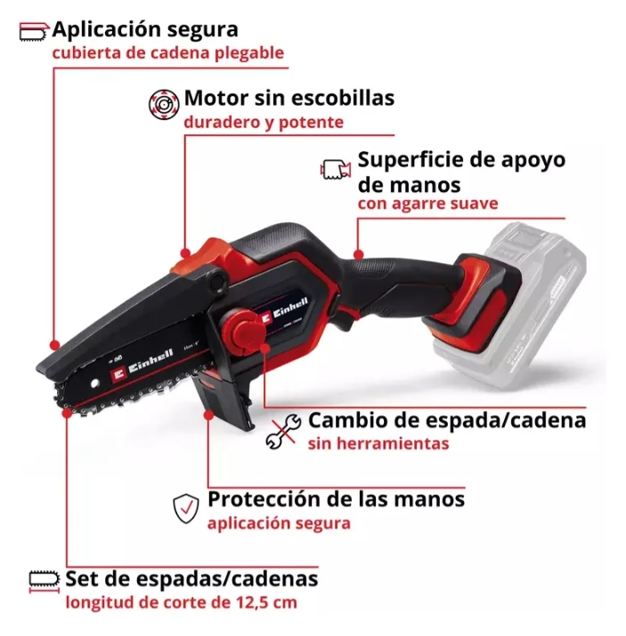 MOTOSIERRA GE-PS 18/15 LI BL-SOLO EINHELL EN COLOR ROJO - 3