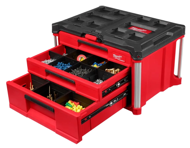 CAJA HERRAMIENTAS CON 3 CAJONES (48-22-8447) MILWAUKEE COLOR ROJO/NEGRO - 2