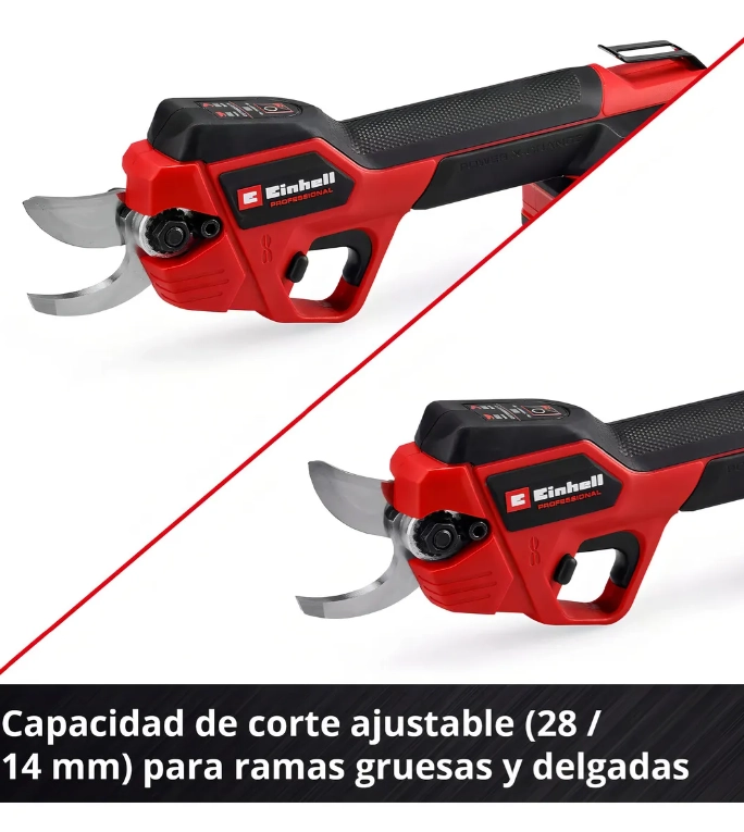 TIJERA DE PODAR INALAMBRICA JARDINERIA 18V EINHELL BRUSSLESS GP-LS 18 28 LI BL 3408320 COLOR ROJO Y - 2