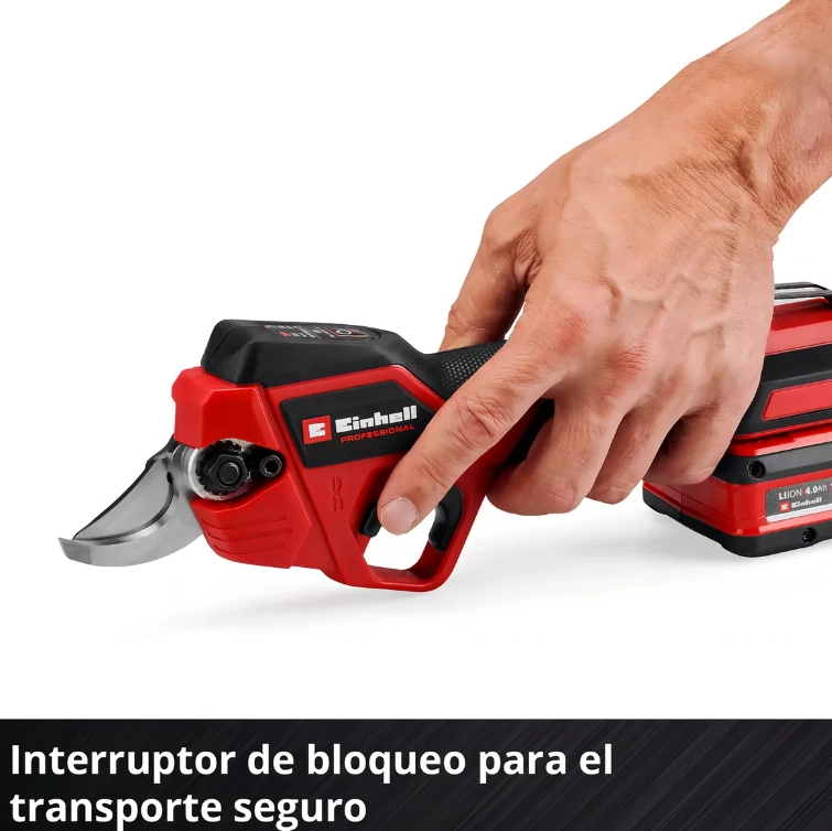 TIJERA DE PODAR INALAMBRICA JARDINERIA 18V EINHELL BRUSSLESS GP-LS 18 28 LI BL 3408320 COLOR ROJO Y - 4