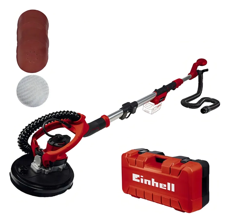 LIJADORA DE PARED INALAMBRICA EINHELL TE-DW 18/225 LI - SOLO CON SISTEMA VELCRO ROJA Y NEGRA 18V - 2