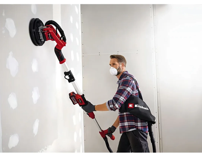 LIJADORA DE PARED INALAMBRICA EINHELL TE-DW 18/225 LI - SOLO CON SISTEMA VELCRO ROJA Y NEGRA 18V - 6