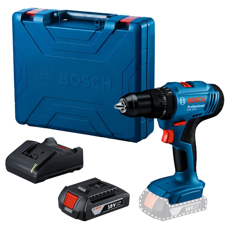 TALADRO PERCUTOR ATORNILLADOR A BATERIA BOSCH GSB 183-LI COLOR AZUL FRECUENCIA 50HZ - 1