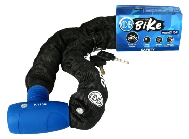 CANDADO BICICLETA CADENA INTEGRADA ODIS BIKE 9,5MMX1M LLAVE MAPA - 2