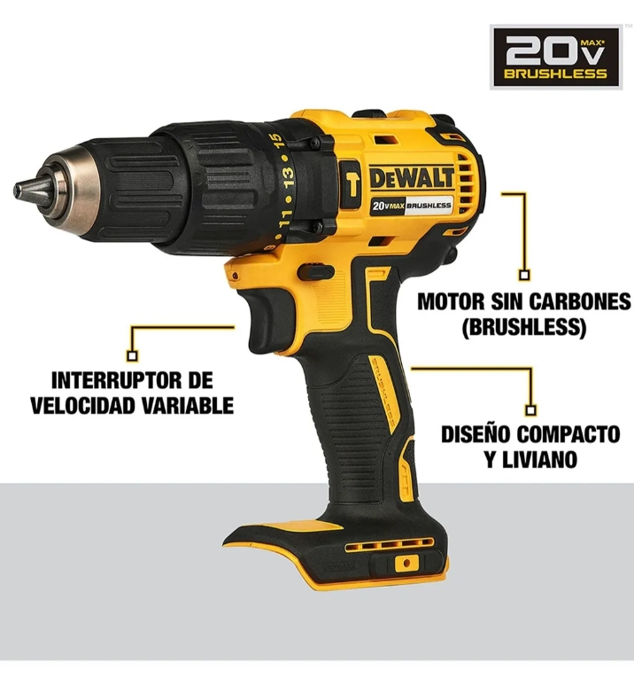 TALADRO PERCUTOR INALAMBRICO 1/2 DEWALT DCD7781B-B3 COLOR AMARILLO/NEGRO - 3
