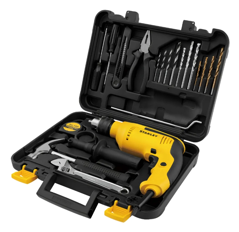 TALADRO PERCUTOR 700W + SET 18 ACC. STANLEY SDH700KV-B2C COLOR AMARILLO - 1