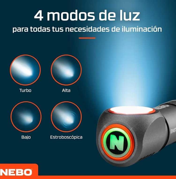 LINTERNA FRONTAL RECARGABLE NEBO EINSTEIN 600+ LUMENES BLANCO GRIS - 3