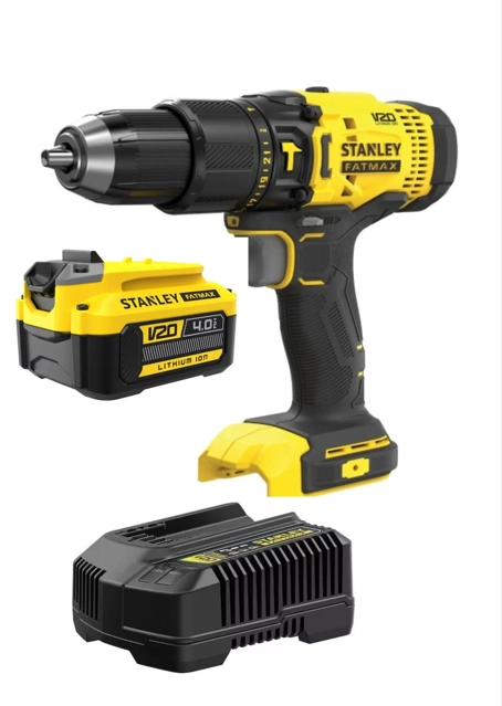 KIT TALADRO PERCUTOR STANLEY SCD711-BS C/BAT 4.0 Y CARGADOR AMARILLO 50 - 1