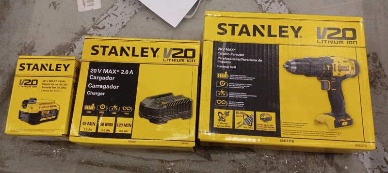 KIT TALADRO PERCUTOR STANLEY SCD711-BS C/BAT 4.0 Y CARGADOR AMARILLO 50 - 6