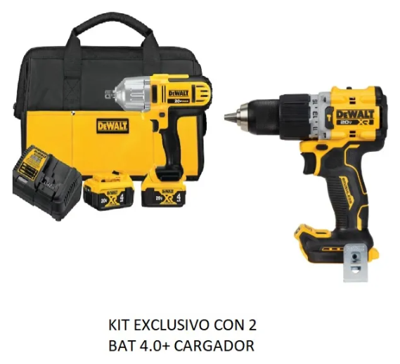 KIT DEWALT DCF889M2 + DCD805B XR + 2BAT 4.0 + 1 CARG.+BOLSO - 3