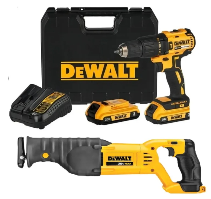 KIT TALADRO +SIERRA SABLE DEWALT 20V DCD7781D2+DCS380B+2 BAT 2AH +CARG+MALETIN / UNICA - 1