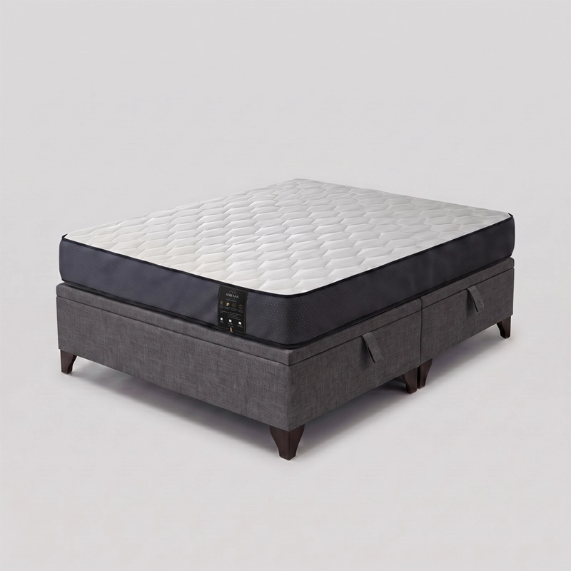 CAMA BAÚL 2 PLAZAS ATHENAS APERTURA HORIZONTAL Gris - 1