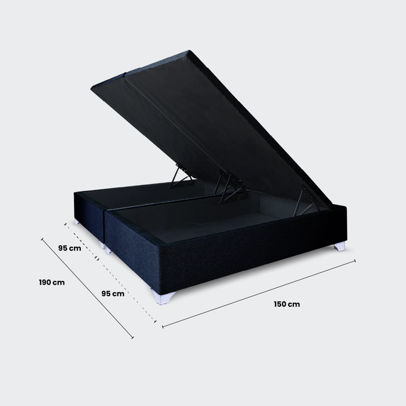 BASE BAÚL ELITE 2 PLAZAS CON RESPALDO TUBULAR negro - 4