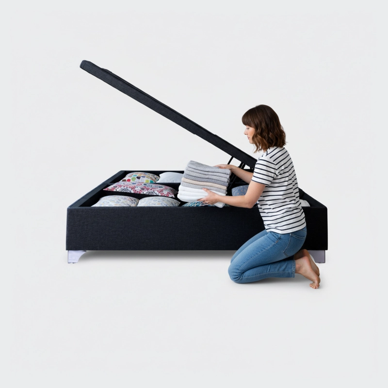 CAMA BAÚL 2 PLAZA COLOSAL CON RESPALDO TUBULAR NEGRO - 2