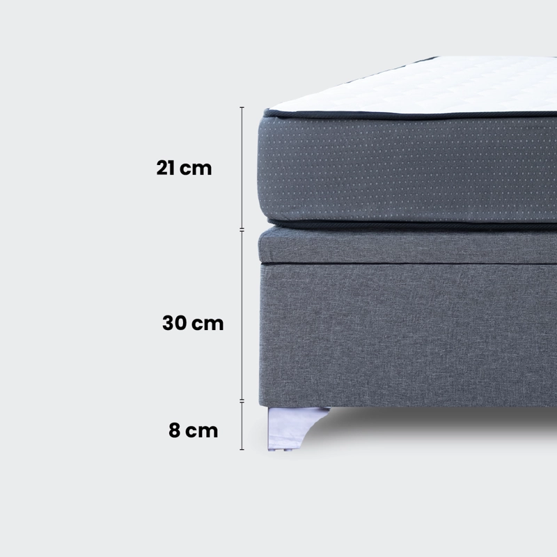 CAMA BAÚL 2 PLAZA ATHENAS CON RESPALDO TUBULAR GRIS - 2