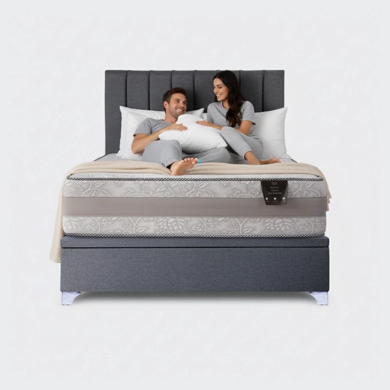 CAMA BAUL 2 PLAZA ELITE COLOSAL APERTURA HORIZONTAL CON RESPALDO TUBULAR GRIS - 1