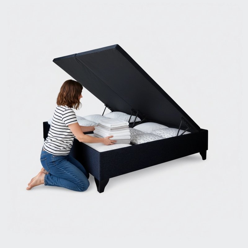 CAMA BAUL 2 PLAZA ATHENAS APERTURA HORIZONTAL NEGRO - 4