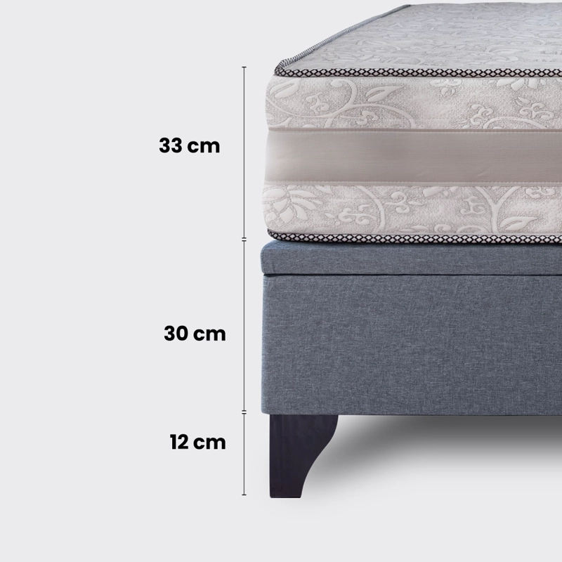 CAMA BAUL 2 PLAZAS COLOSAL APERTURA HORIZONTAL CON RESPALDO BOTONE GRIS - 4